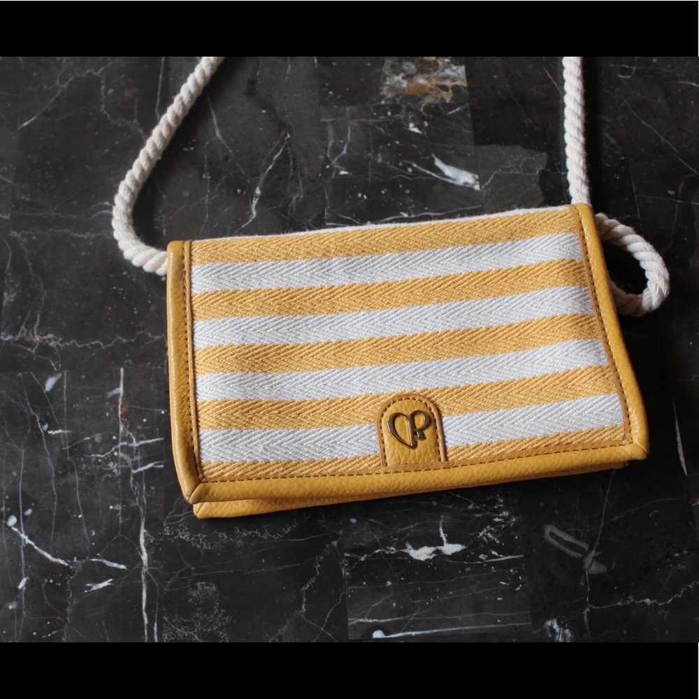 NWOT Charlotte Ronson Yellow Striped Rope Purse